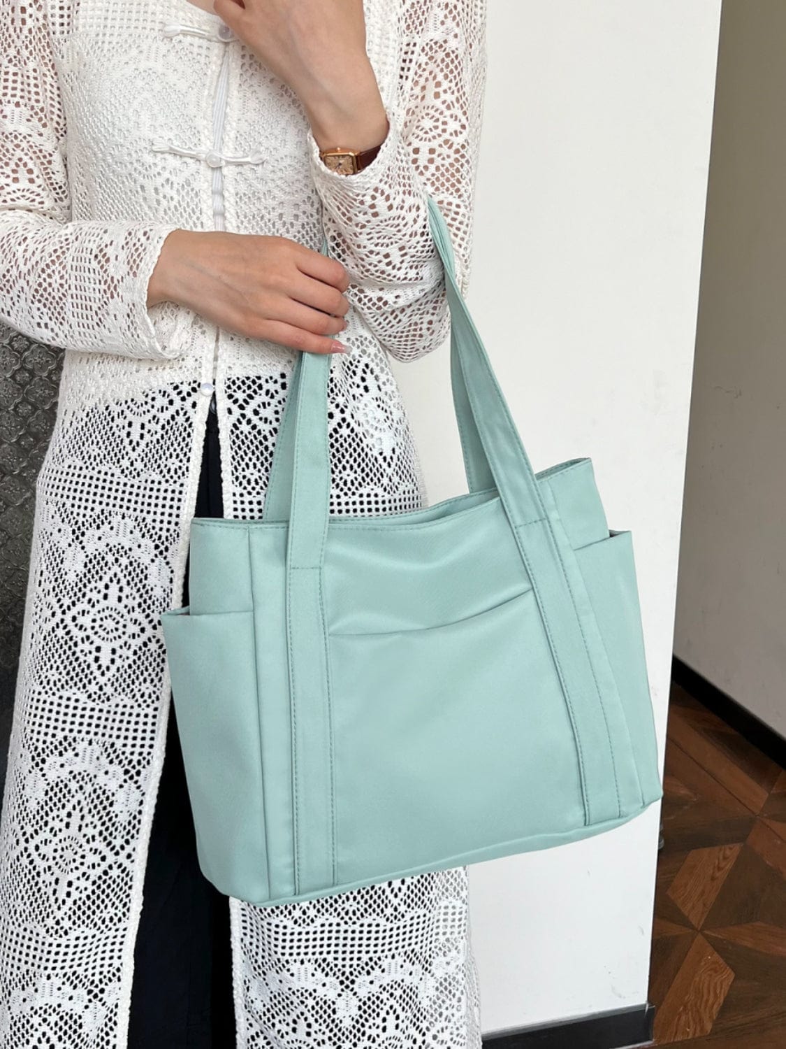 Oxford Cloth Tote Bag with Zipper - Trendsi