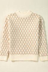 Diamond Pattern Mock Neck Long Sleeve Sweater - Trendsi - Flyclothing LLC