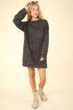 VERY J Mineral Washed Oversized Sweatshirt Mini Dress - Trendsi