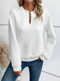 Notched Long Sleeve Sweatshirt - Trendsi