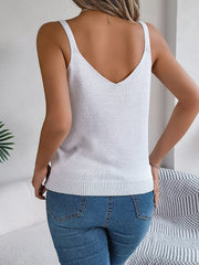 Openwork Scoop Neck Knit Vest - Trendsi