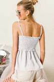 BiBi Ruffle Edge Smocking Babydoll Cami - Trendsi - Flyclothing LLC