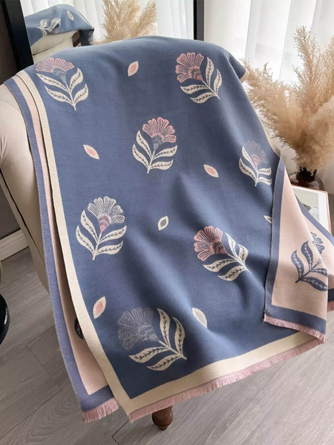 Printed Raw Hem Shawl - Trendsi - Flyclothing LLC