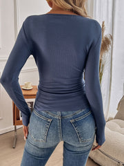 Devine Lace Detail Round Neck Long Sleeve T-Shirt - Trendsi