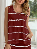 Striped Round Neck Tank and Shorts Lounge Set - Trendsi - Flyclothing LLC