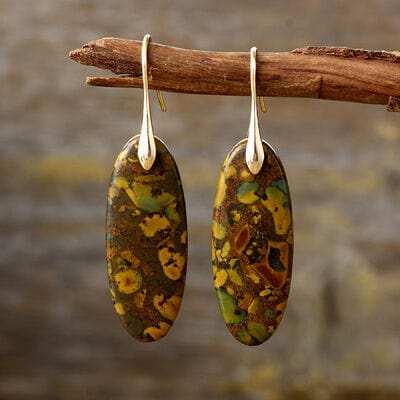 Natural Stone Copper Dangle Earrings - Trendsi - Flyclothing LLC