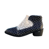 Printed Point Toe Block Heels Boots - Trendsi - Flyclothing LLC