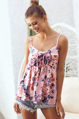 BiBi Floral Printed Jersey Knit with Tie Ribbon Front - Trendsi - Flyclothing LLC