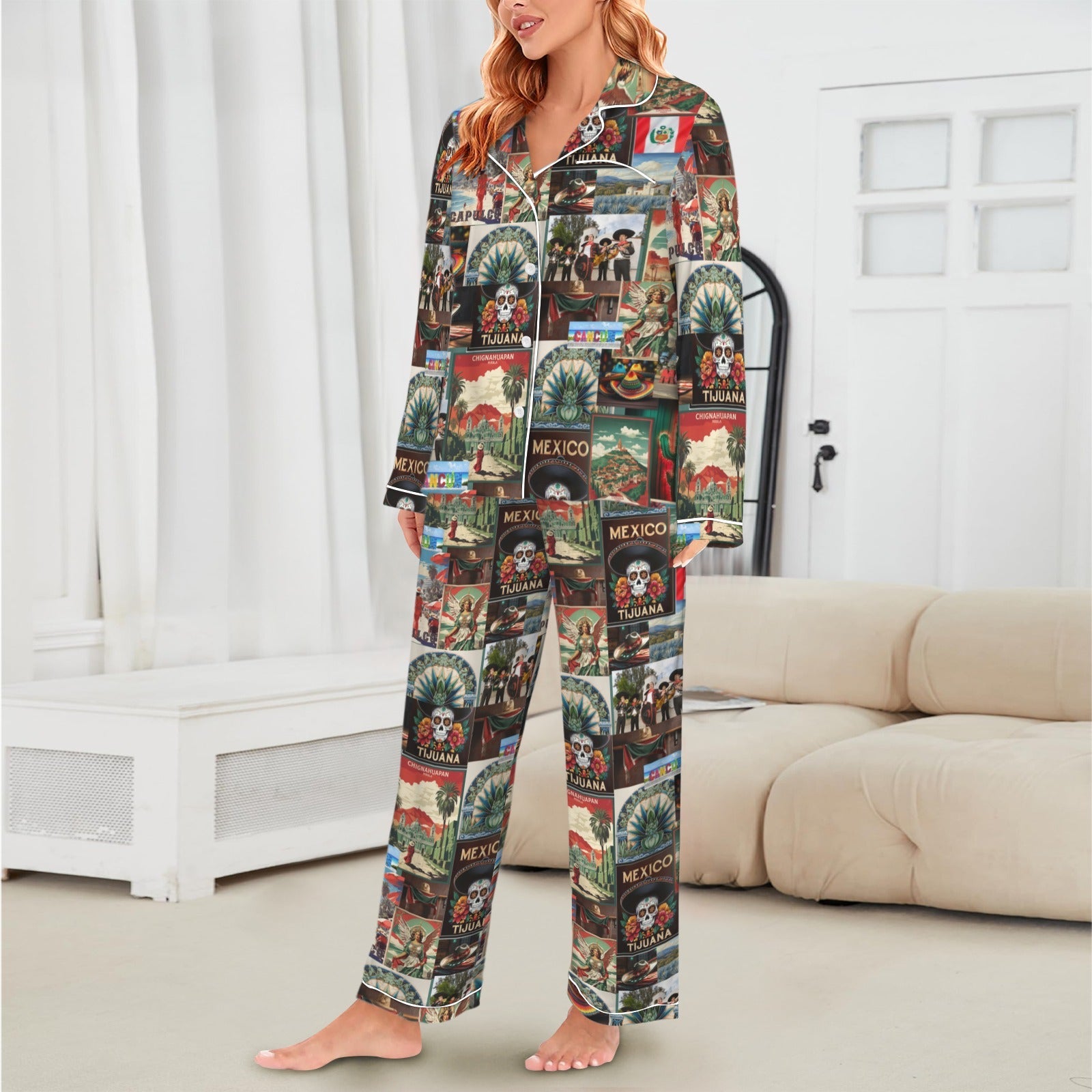 Baha Ranch Colores De Mexico Destination Mexico Satin Pajamas