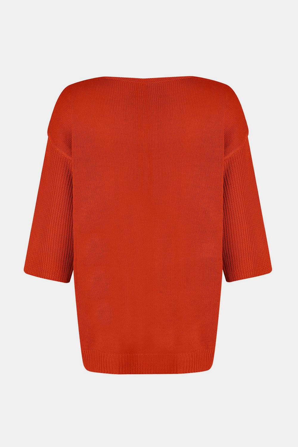 V-Neck Three-Quarter Sleeve Knit Top - Trendsi - Flyclothing LLC