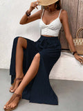 Tied Slit Wide Leg Pants - Trendsi - Flyclothing LLC