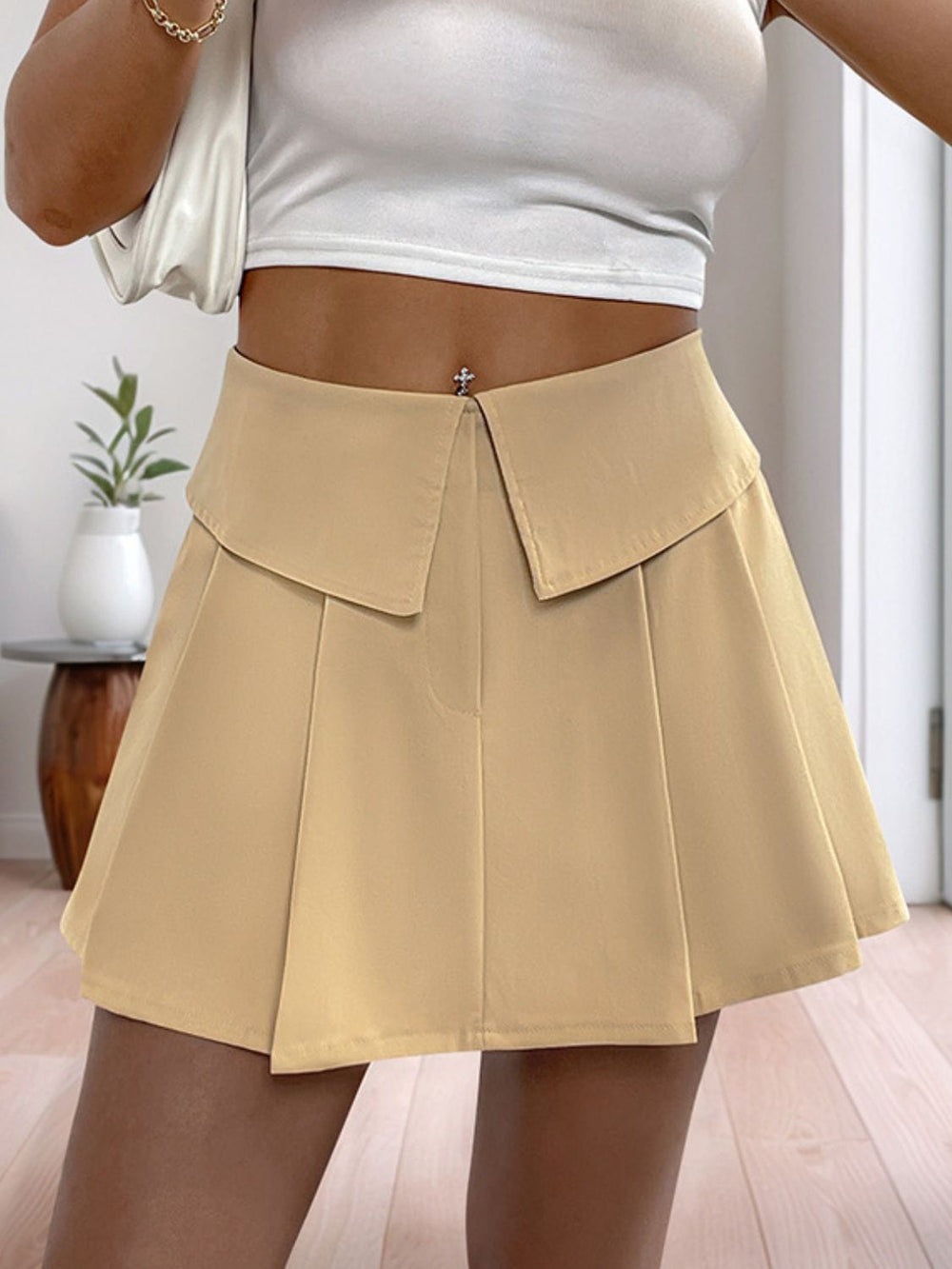 Perfee Pleated High Rise Shorts - Trendsi