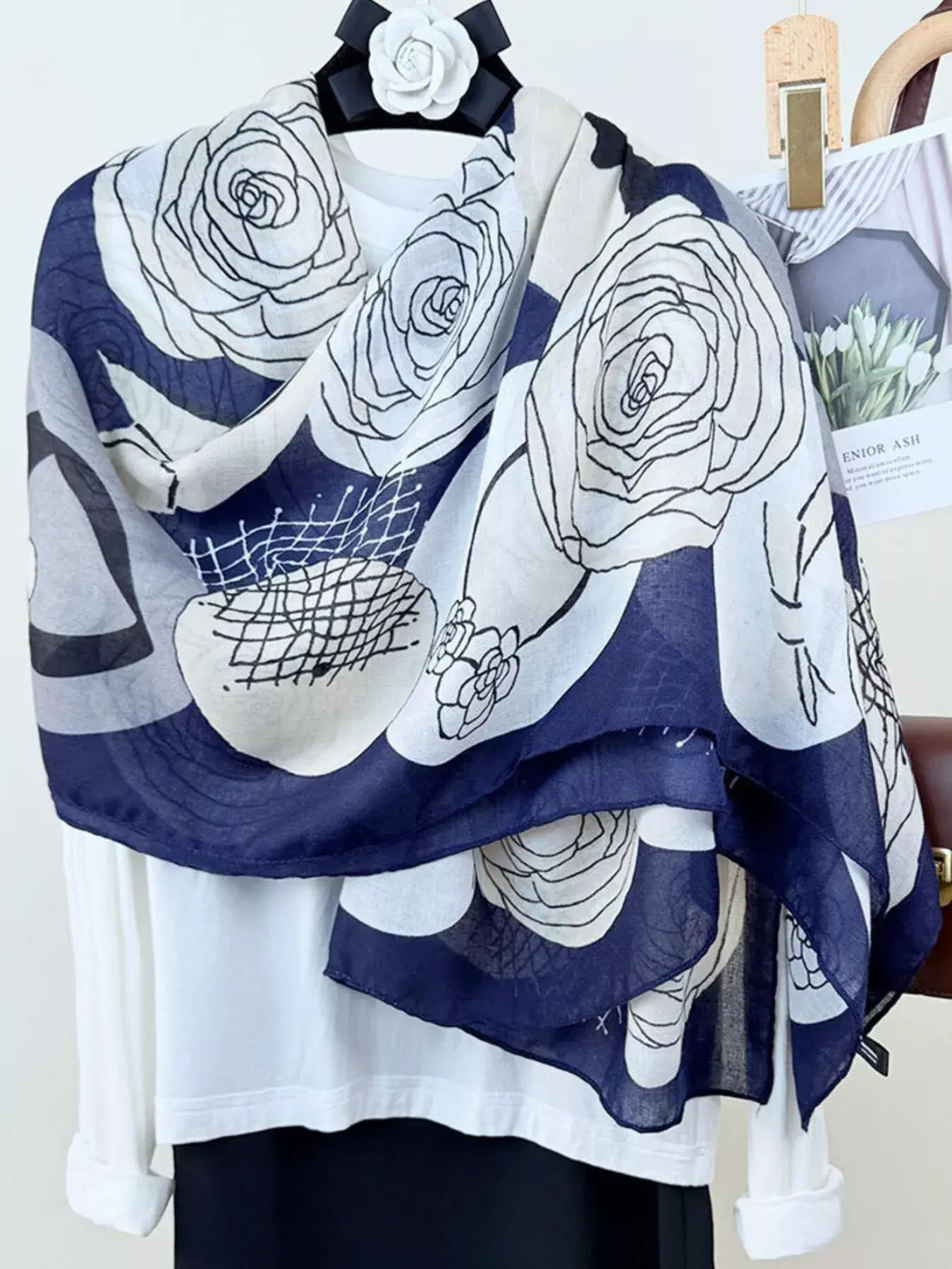 Flower Print Lightweight Scarf - Trendsi - Flyclothing LLC