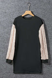 Sequin Round Neck Long Sleeve Dress - Trendsi - Flyclothing LLC