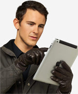 CC3301 (brown) - Men’s Italian cashmere lined touchscreen leather gloves