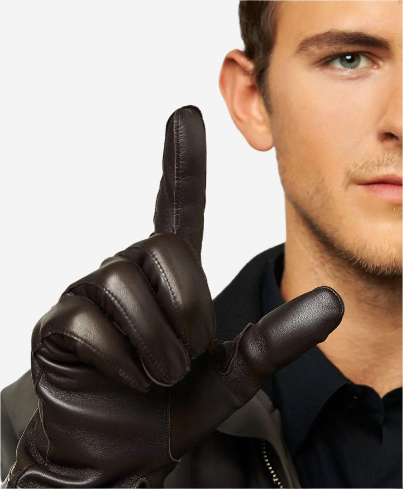 CC3301 (brown) - Men’s Italian cashmere lined touchscreen leather gloves