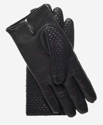 CC3339 (black) - Men’s Italian woven leather gloves with cashmere lining - Leather Gloves Online - Flyclothing LLC
