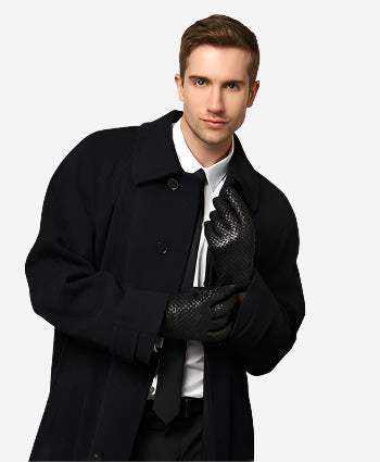 CC3339 (black) - Men’s Italian woven leather gloves with cashmere lining - Leather Gloves Online - Flyclothing LLC