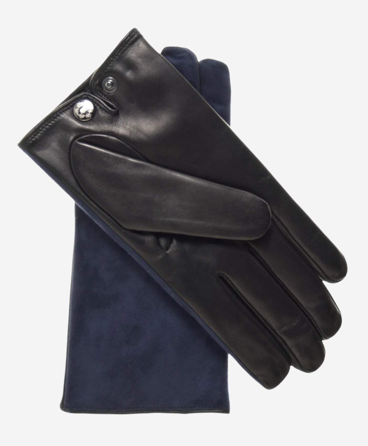 CC3414 (blue/black) - Men’s Italian suede and lambskin gloves with cashmere lining and snap closure - Leather Gloves Online - Flyclothing LLC