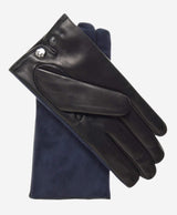 CC3414 (blue/black) - Men’s Italian suede and lambskin gloves with cashmere lining and snap closure - Leather Gloves Online - Flyclothing LLC