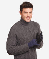 CC3414 (blue/black) - Men’s Italian suede and lambskin gloves with cashmere lining and snap closure - Leather Gloves Online - Flyclothing LLC