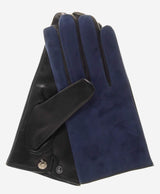 CC3414 (blue/black) - Men’s Italian suede and lambskin gloves with cashmere lining and snap closure - Leather Gloves Online - Flyclothing LLC