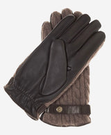 CC3510 (brown) - Men’s Italian cable knit cashmere and leather winter gloves