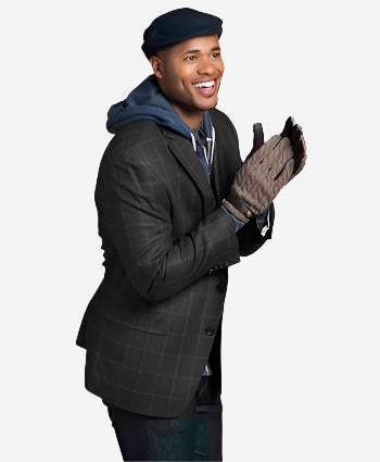 CC3510 (brown) - Men’s Italian cable knit cashmere and leather winter gloves