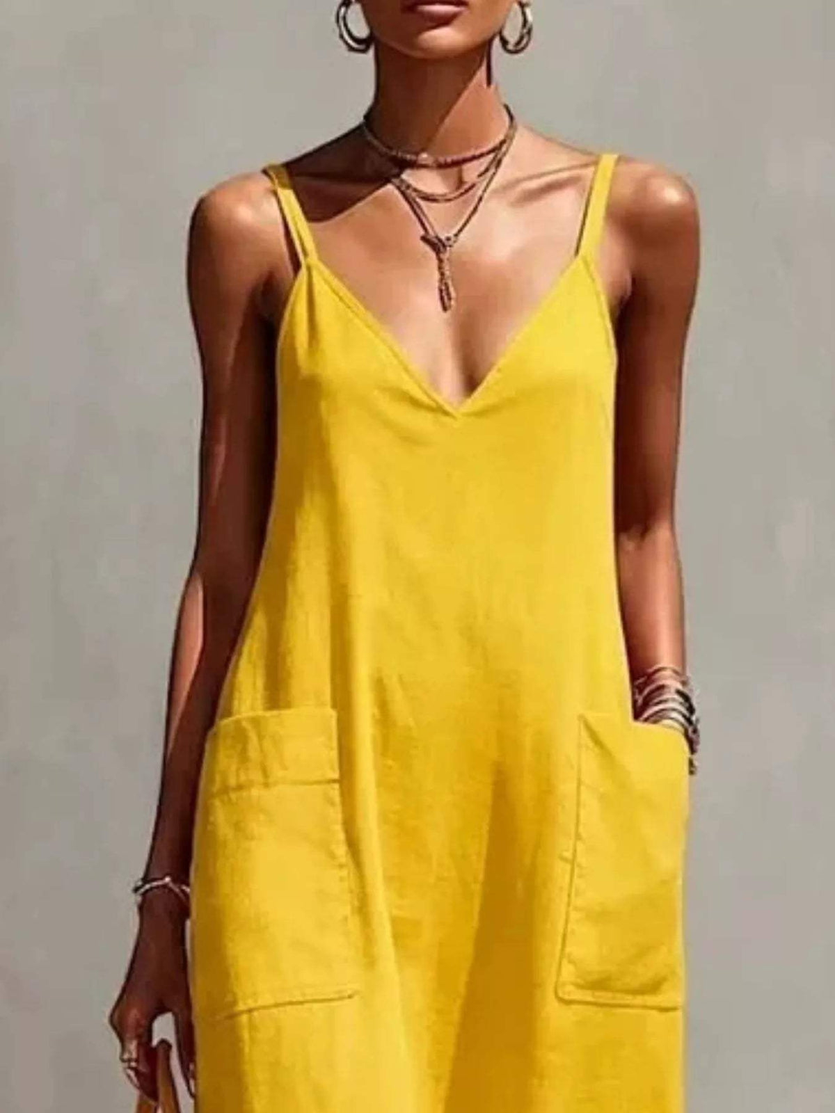 Full Size Fringe V-Neck Spaghetti Strap Dress Plus Size - Trendsi - Flyclothing LLC