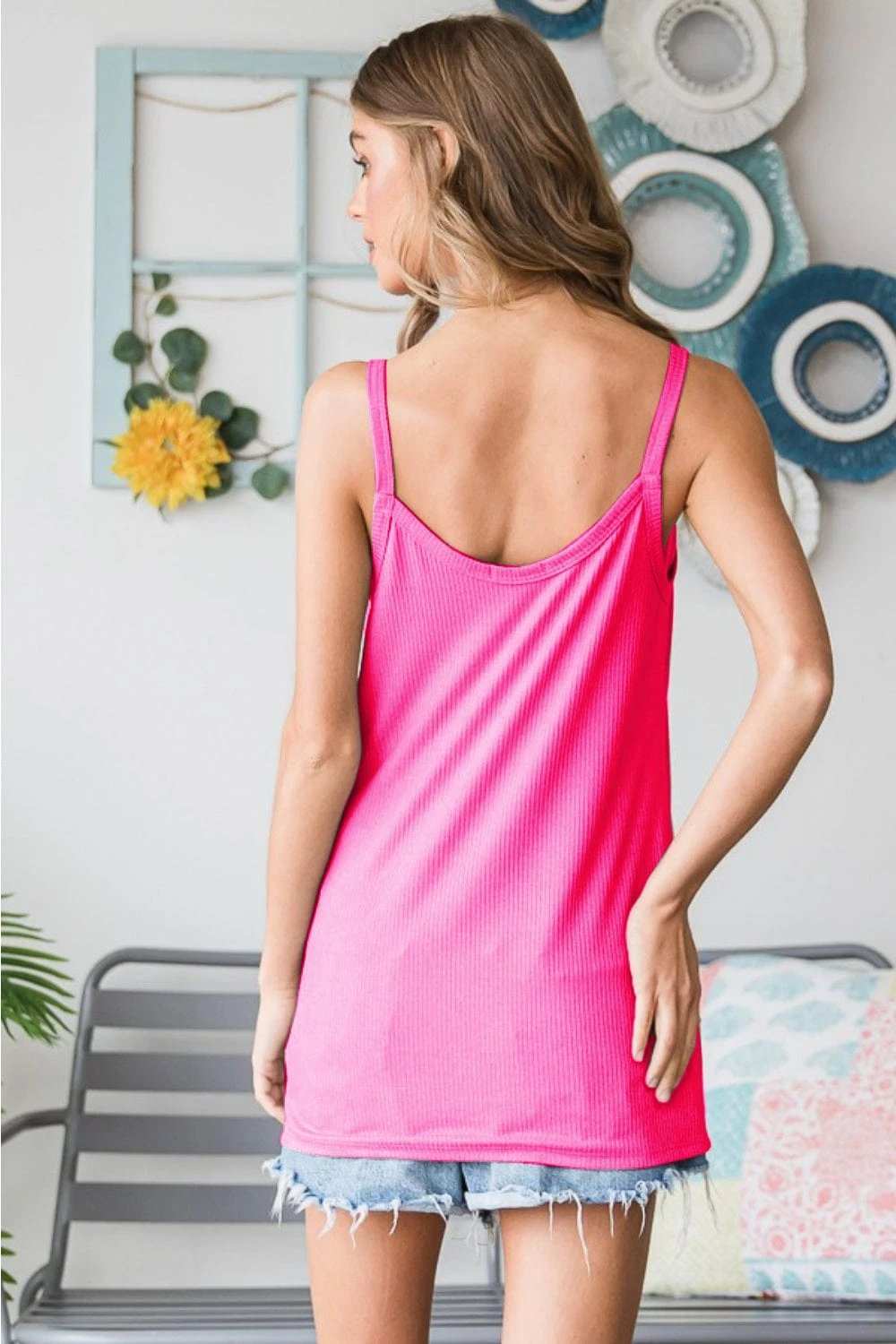 Heimish Full Size Quarter Button Ribbed Cami - Trendsi - Flyclothing LLC