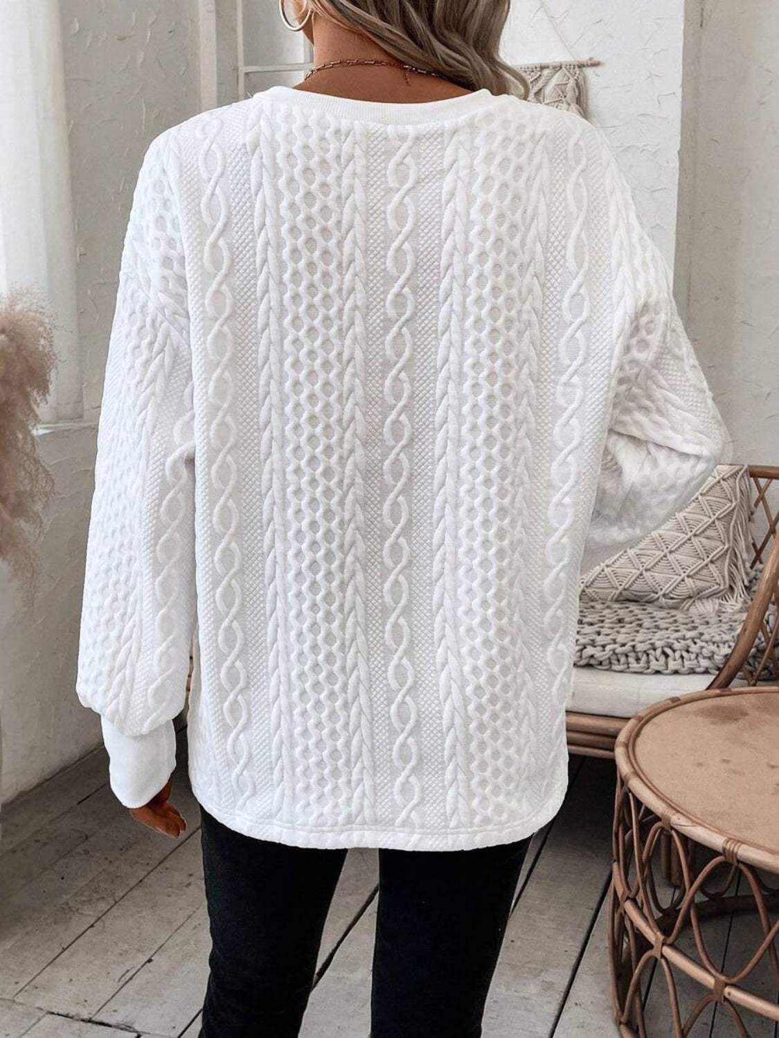 V-Neck Long Sleeve Sweatshirt - Trendsi - Flyclothing LLC