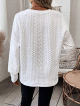 V-Neck Long Sleeve Sweatshirt - Trendsi - Flyclothing LLC