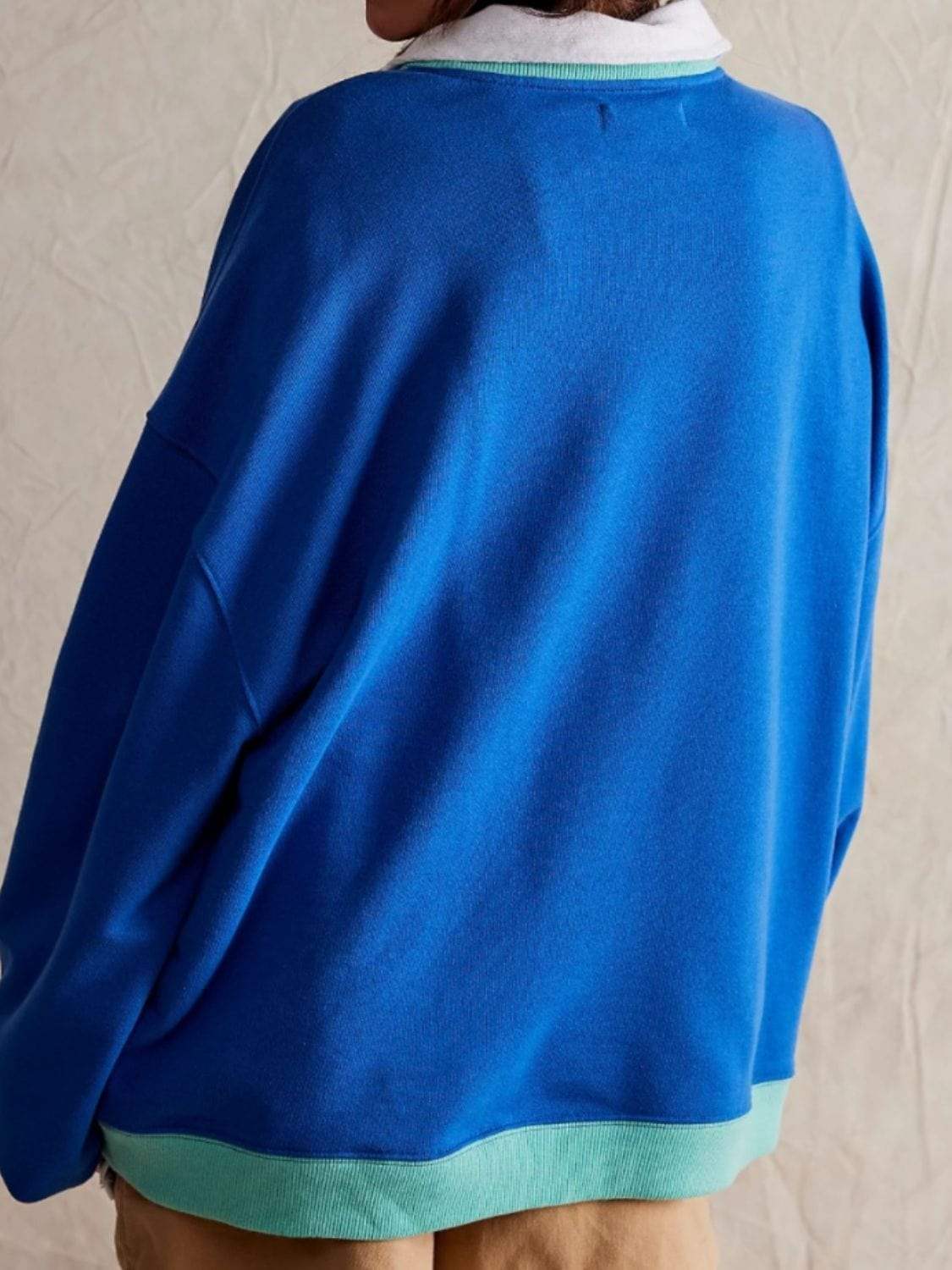Contrast Trim Round Neck Long Sleeve Sweatshirt - Trendsi - Flyclothing LLC