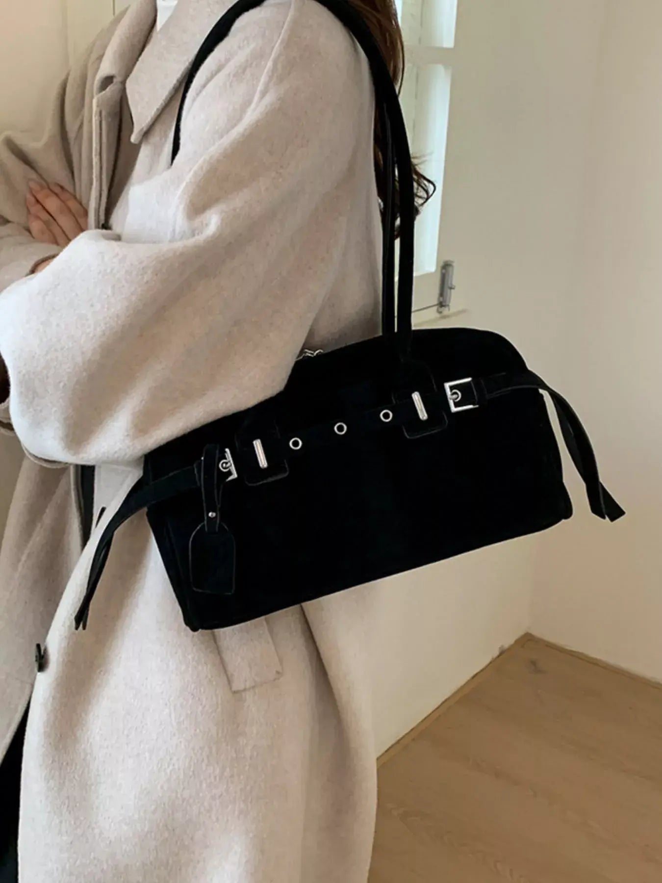 Buckle Decor Shoulder Bag - Trendsi - Flyclothing LLC