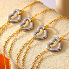 18K Gold-Plated Heart Bracelet - Trendsi