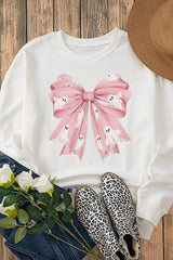 Bow Round Neck Long Sleeve Sweatshirt - Trendsi - Flyclothing LLC