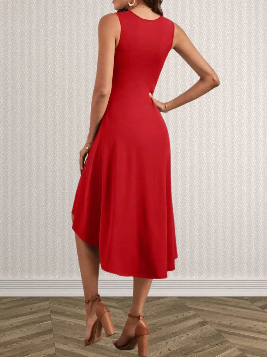 Ruched Round Neck Sleeveless Dress - Trendsi - Flyclothing LLC