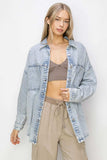 RISEN Button Up Long Sleeve Shacket - Trendsi - Flyclothing LLC