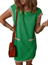 Round Neck Cap Sleeve Mini Dress - Trendsi - Flyclothing LLC