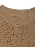 Openwork Round Neck Long Sleeve Sweater - Trendsi - Flyclothing LLC
