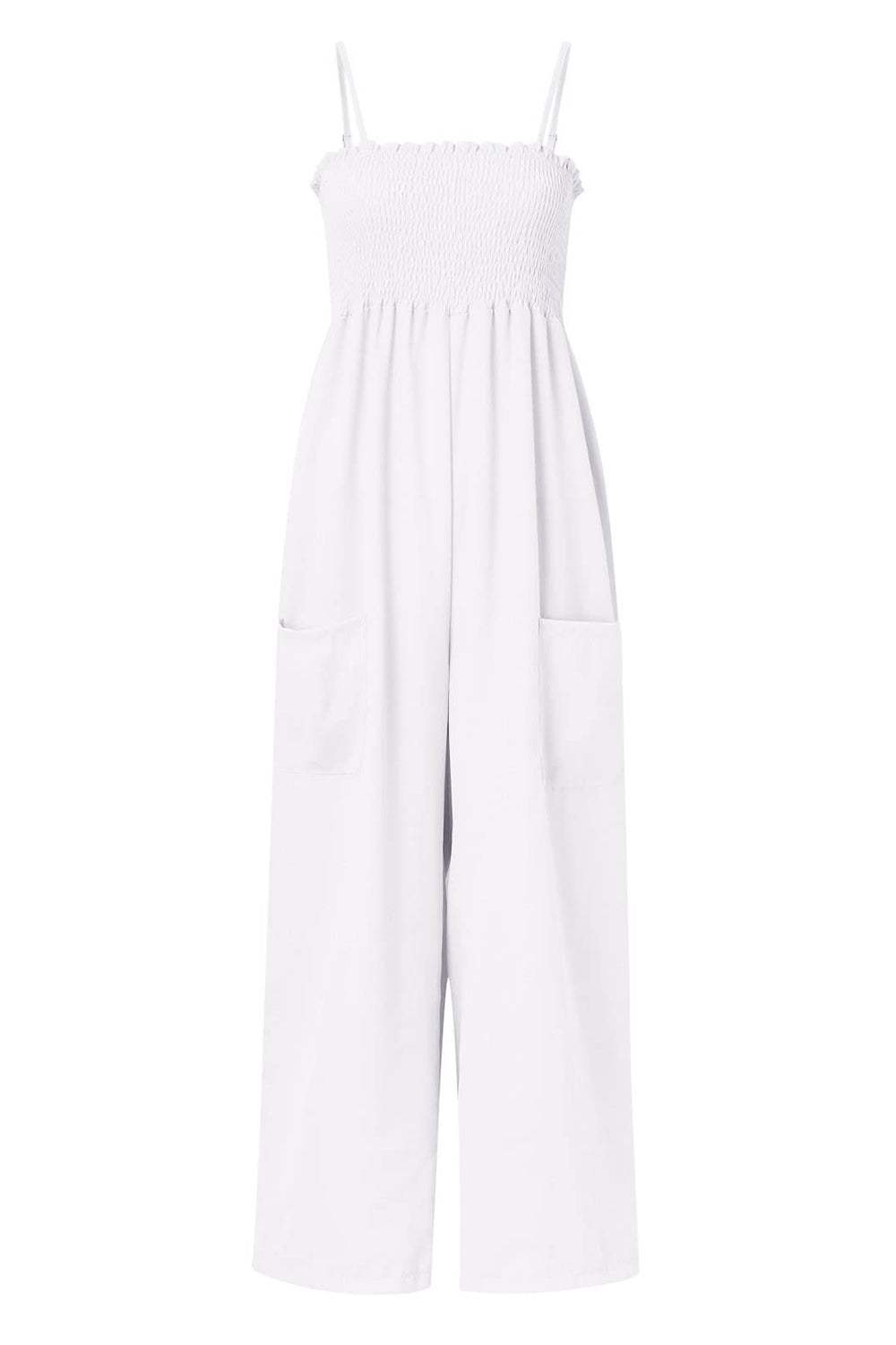 Smocked Spaghetti Strap Wide Leg Jumpsuit - Trendsi - Flyclothing LLC
