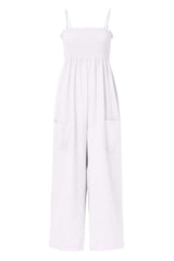 Smocked Spaghetti Strap Wide Leg Jumpsuit - Trendsi - Flyclothing LLC