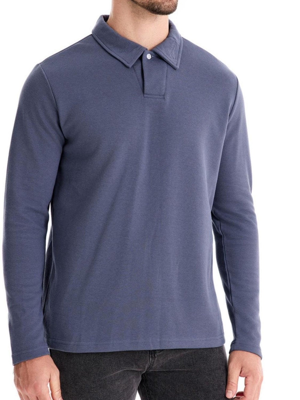 Men's Collared Neck Long Sleeve Polo - Trendsi