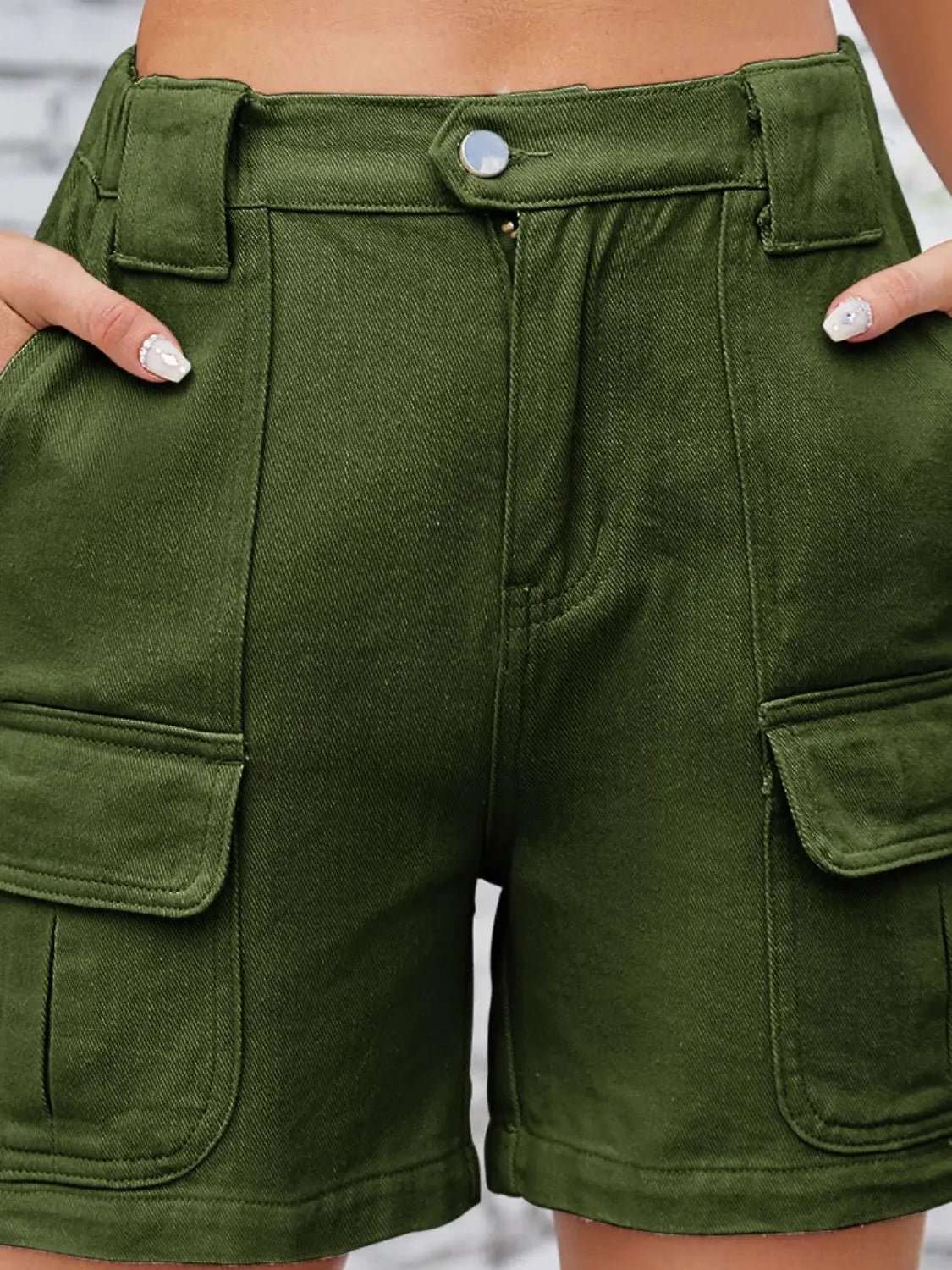 High Waist Washed Denim Shorts - Trendsi - Flyclothing LLC