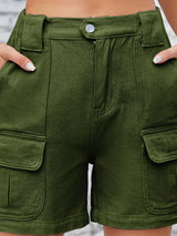 High Waist Washed Denim Shorts - Trendsi - Flyclothing LLC