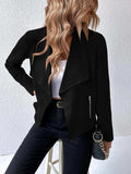 Collared Neck Long Sleeve Jacket - Trendsi - Flyclothing LLC