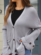 Oversized Knit Button-Down Cardigan - Trendsi - Flyclothing LLC