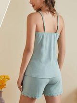 Ribbed Scoop Neck Top and Shorts Lounge Set - Trendsi - Flyclothing LLC