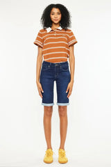 Kancan Mid Rise Bermuda Denim Shorts - Trendsi - Flyclothing LLC