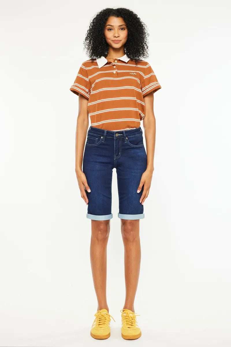 Kancan Mid Rise Bermuda Denim Shorts - Trendsi - Flyclothing LLC